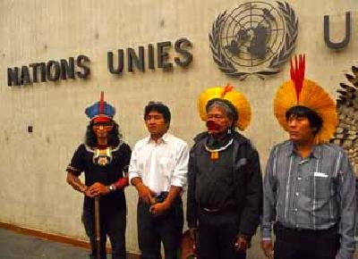 RAONI, leader of Kayapo, at the United Nations, Geneva, 30 September 2011